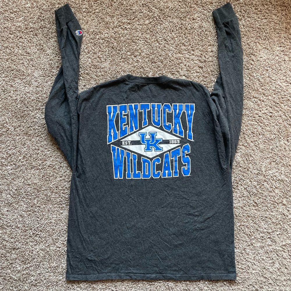 Champion University Of Kentucky Wildcats Charcoal Gray Long Sleeve Shirt Mens XL